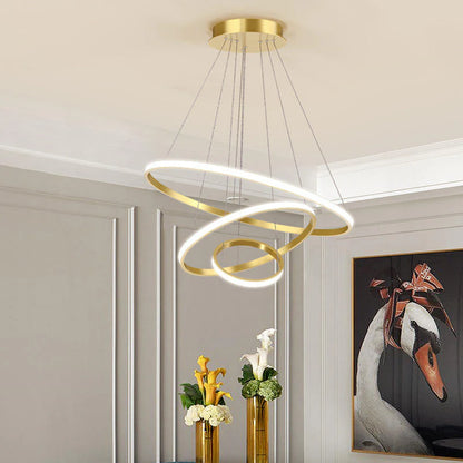Designerska lampa wisząca LED żyrandol – nowoczesna forma pierścieni 3D