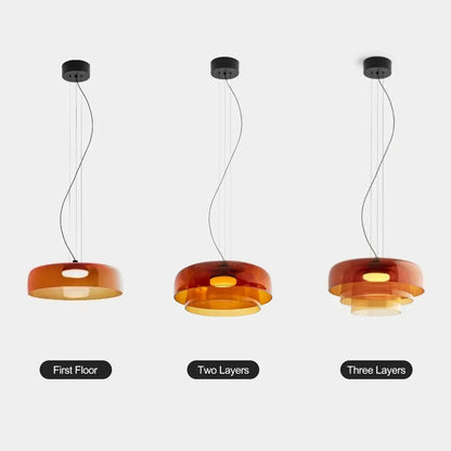 Nowoczesna szklana lampa wisząca z kloszem warstwowym – design inspirowany stylem retro