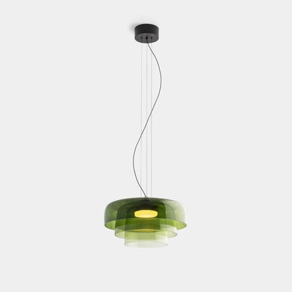 Nowoczesna szklana lampa wisząca z kloszem warstwowym – design inspirowany stylem retro