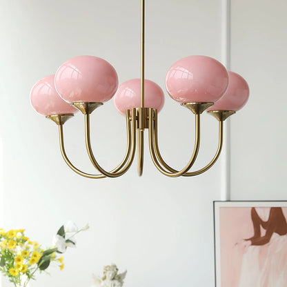 Lampa wisząca żyrandol w stylu retro glamour z kulistymi kloszami