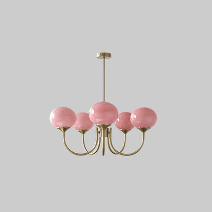 Lampa wisząca żyrandol w stylu retro glamour z kulistymi kloszami