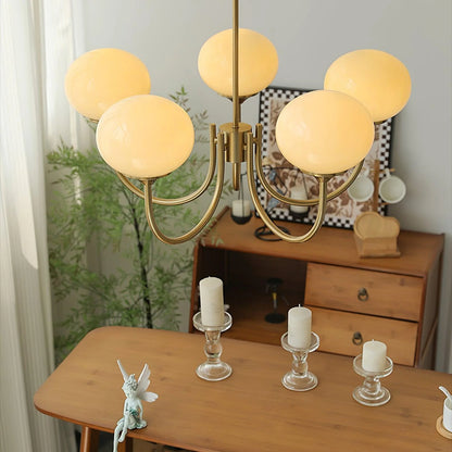 Lampa wisząca żyrandol w stylu retro glamour z kulistymi kloszami
