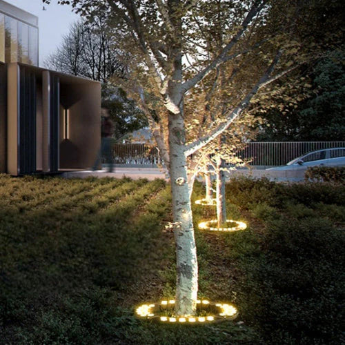 Oświetlenie LED do drzewa – Okrągła lampa gruntowa 360° do ogrodu, podjazdu i krajobrazu