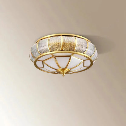 Klasyczna Lampa Sufitowa w Stylu Retro ze Szkłem i Mosiądzem