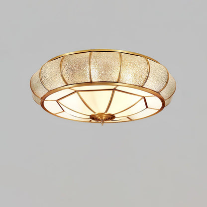 Klasyczna Lampa Sufitowa w Stylu Retro ze Szkłem i Mosiądzem