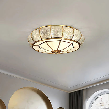 Klasyczna Lampa Sufitowa w Stylu Retro ze Szkłem i Mosiądzem