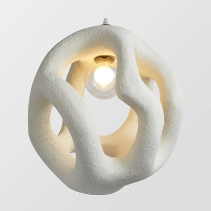 Artystyczna Lampa Wisząca z Rzeźbiarskim Kloszem