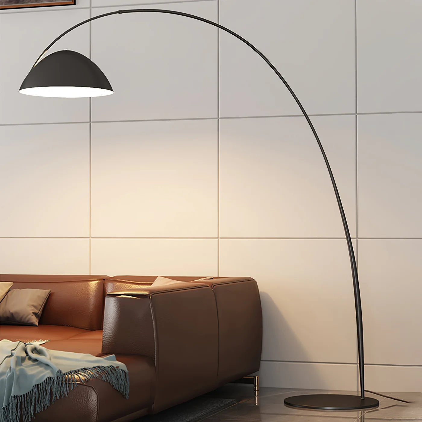 Wysoka Geometryczna Lampa Podłogowa Łukowa