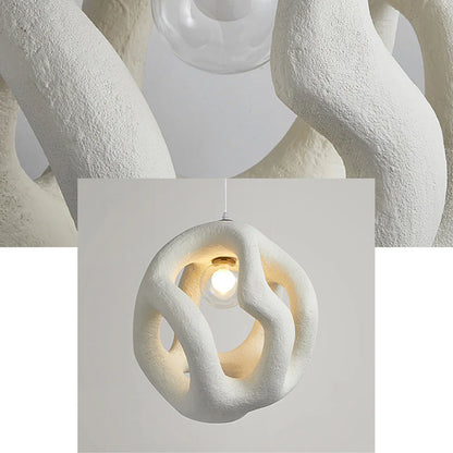 Artystyczna Lampa Wisząca z Rzeźbiarskim Kloszem