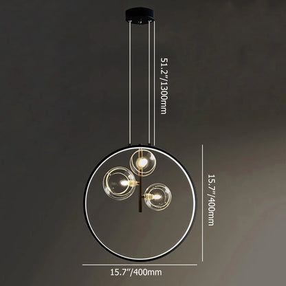 Nowoczesna lampa wisząca LED w formie okręgu z centralnym źródłem światła