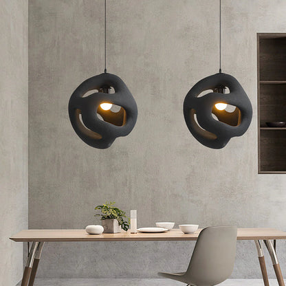 Artystyczna Lampa Wisząca z Rzeźbiarskim Kloszem