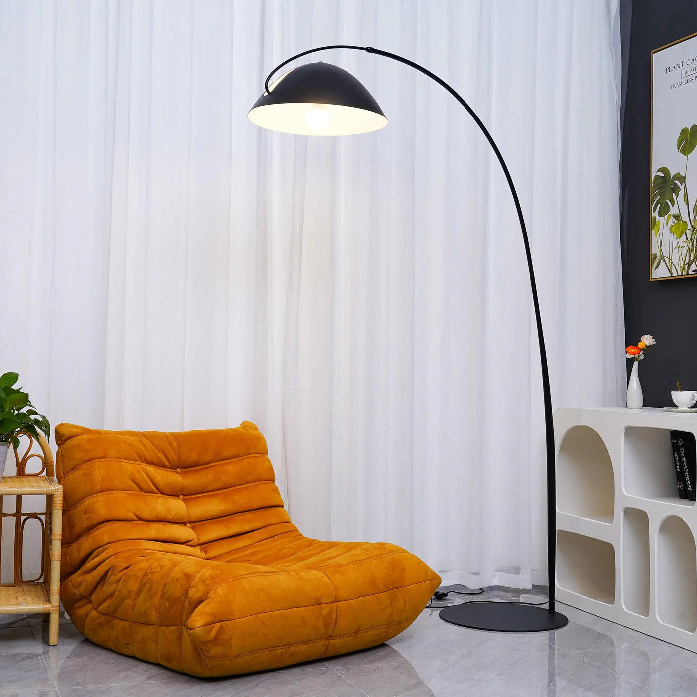 Wysoka Geometryczna Lampa Podłogowa Łukowa