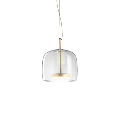 Szklana lampa wisząca LED w stylu nowoczesnym – minimalistyczny klosz i złote wykończenie