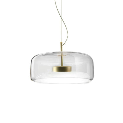 Szklana lampa wisząca LED w stylu nowoczesnym – minimalistyczny klosz i złote wykończenie