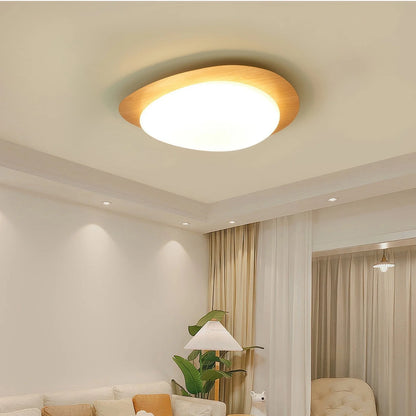 Nowoczesna Lampa Sufitowa LED z Drewnianym Akcentem