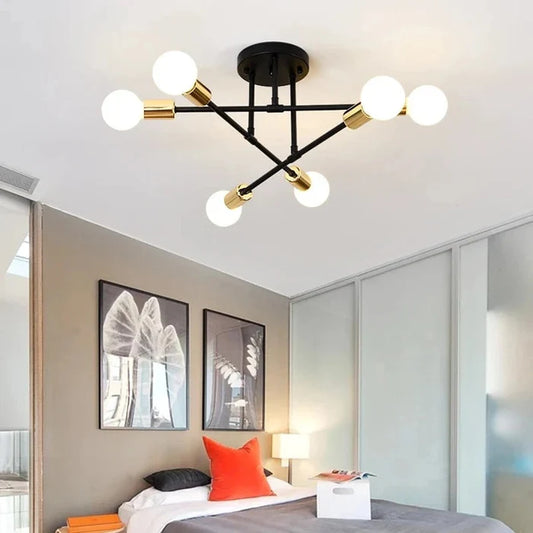Industrialna lampa sufitowa żyrandol z okrągłymi lampami