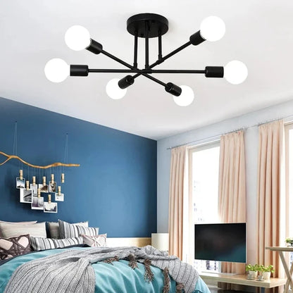 Industrialna lampa sufitowa żyrandol z okrągłymi lampami