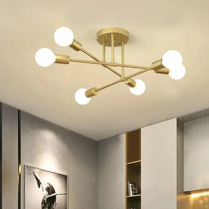 Industrialna lampa sufitowa żyrandol z okrągłymi lampami