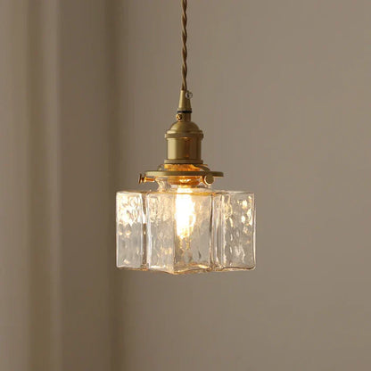 Vintage lampy wiszące szklane z mosiężnym wykończeniem