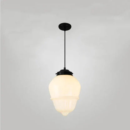 Geometryczna Lampa Wisząca z Białego Mlecznego Szkła – Styl Vintage