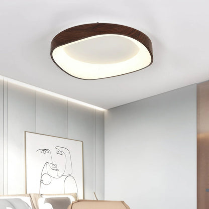 Skandynawska lampa sufitowa LED – Nowoczesna lampa natynkowa z efektem drewna