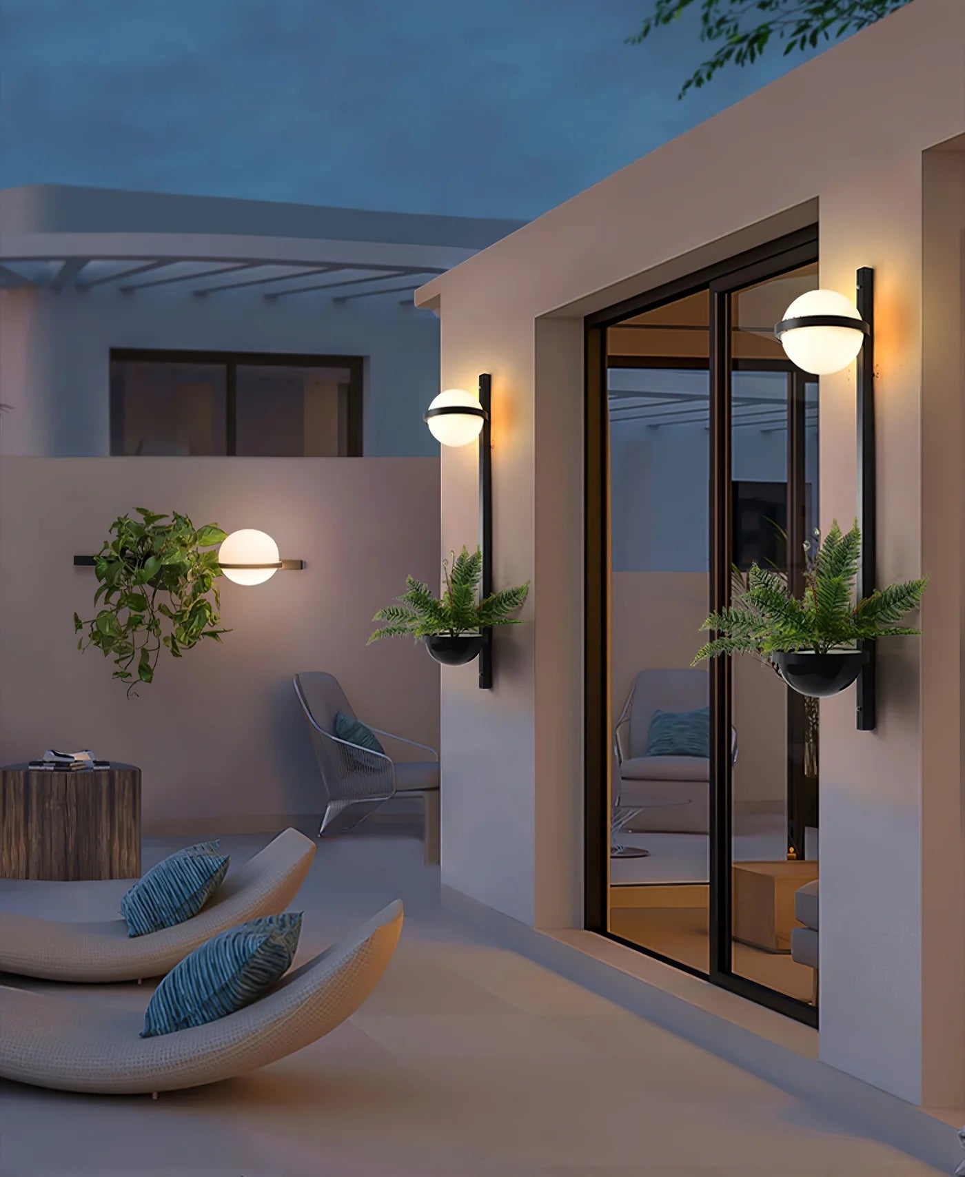 Nowoczesna Kinkietowa Lampa Ścienna z Kulkami LED i Doniczką