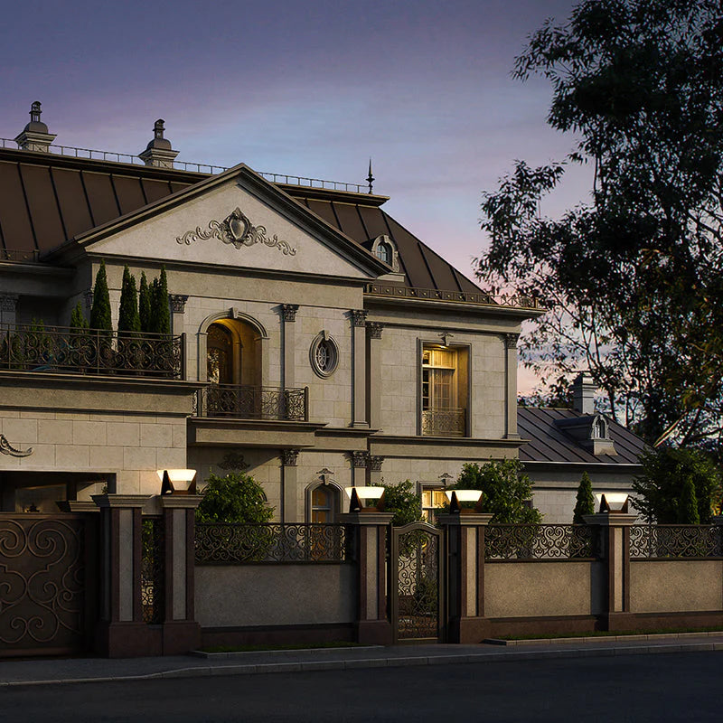 Wodoodporna Lampa ogrodowa LED zasilana energią słoneczną – Nowoczesna lampa z geometryczną podstawą