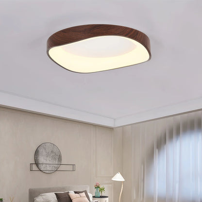 Skandynawska lampa sufitowa LED – Nowoczesna lampa natynkowa z efektem drewna