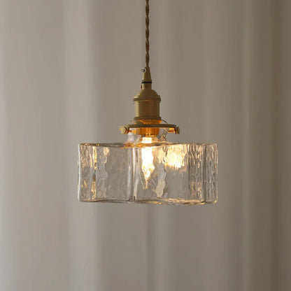 Vintage lampy wiszące szklane z mosiężnym wykończeniem