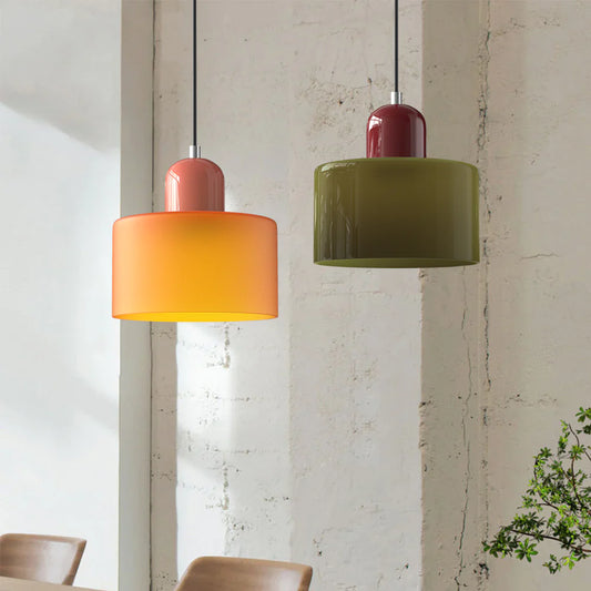 Nowoczesna lampa wisząca z kolorowego szkła w stylu Bauhaus