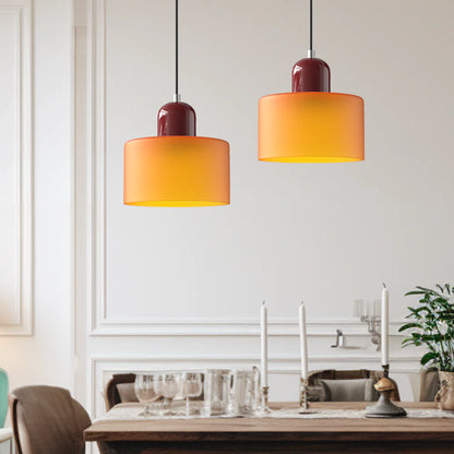 Nowoczesna lampa wisząca z kolorowego szkła w stylu Bauhaus