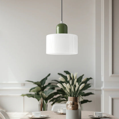 Nowoczesna lampa wisząca z kolorowego szkła w stylu Bauhaus