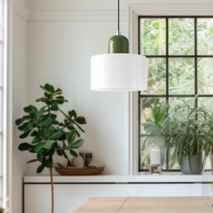 Nowoczesna lampa wisząca z kolorowego szkła w stylu Bauhaus