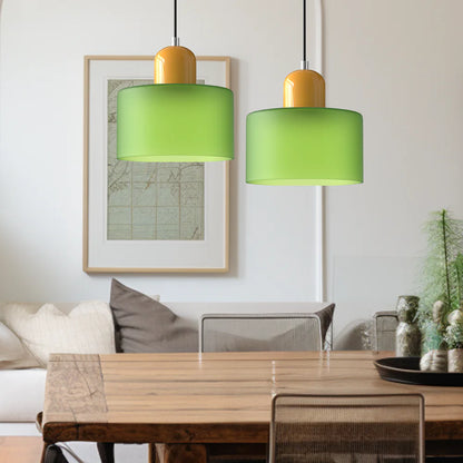 Nowoczesna lampa wisząca z kolorowego szkła w stylu Bauhaus