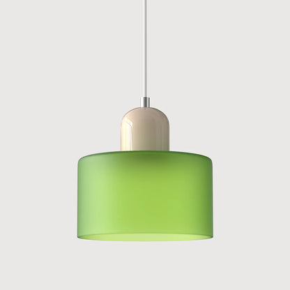 Nowoczesna lampa wisząca z kolorowego szkła w stylu Bauhaus