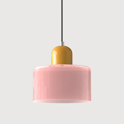 Nowoczesna lampa wisząca z kolorowego szkła w stylu Bauhaus
