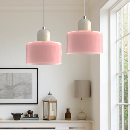 Nowoczesna lampa wisząca z kolorowego szkła w stylu Bauhaus