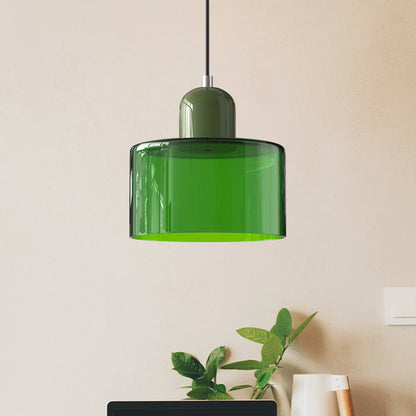 Nowoczesna lampa wisząca z kolorowego szkła w stylu Bauhaus