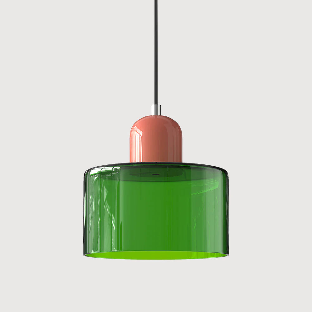 Nowoczesna lampa wisząca z kolorowego szkła w stylu Bauhaus