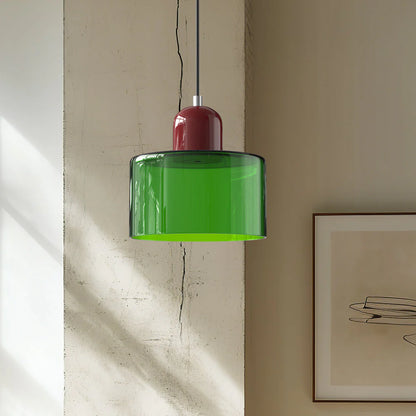 Nowoczesna lampa wisząca z kolorowego szkła w stylu Bauhaus