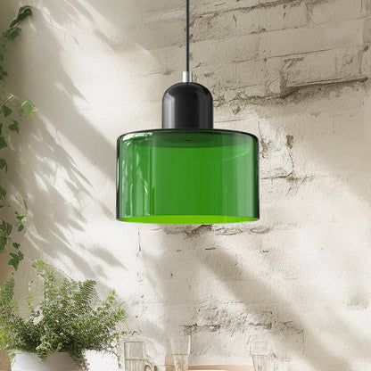 Nowoczesna lampa wisząca z kolorowego szkła w stylu Bauhaus