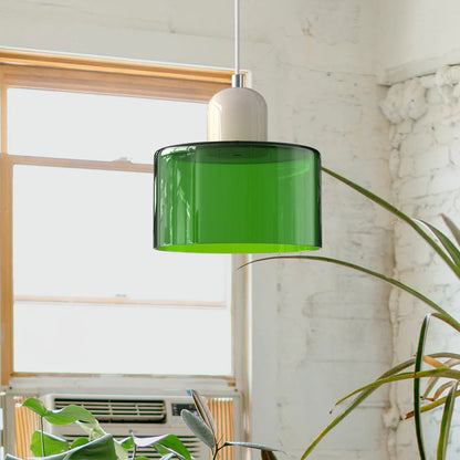 Nowoczesna lampa wisząca z kolorowego szkła w stylu Bauhaus