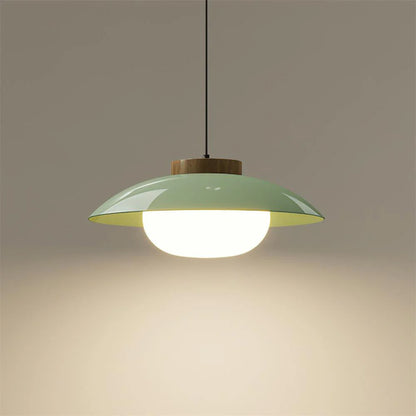 Nowoczesna Szklana Lampa Wisząca – Minimalistyczny Design z Drewnianym Akcentem