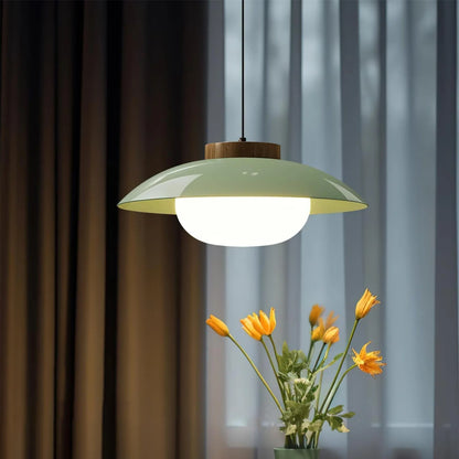 Nowoczesna Szklana Lampa Wisząca – Minimalistyczny Design z Drewnianym Akcentem