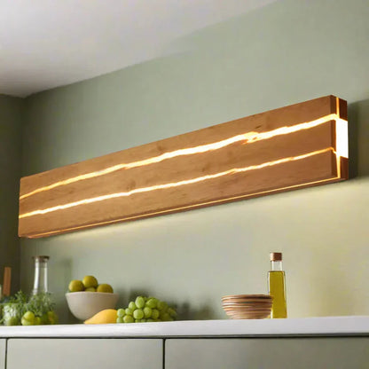 Nowoczesna drewniana lampa ścienna LED „Naturalna Linia” – kinkiet minimalistyczny