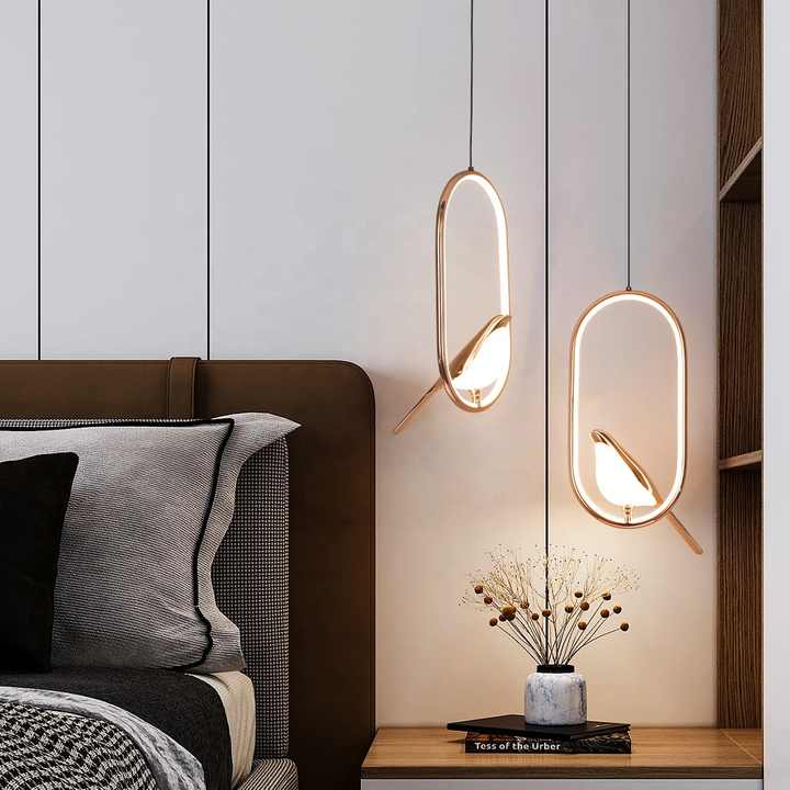 Luksusowa Lampa Wisząca ze złotym Ptakiem