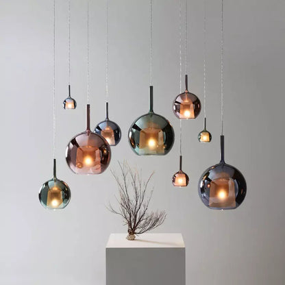 Nowoczesna lampal wisząca z kloszami ze szkła – Lampa sufitowa typu cluster z dymionym szkłem