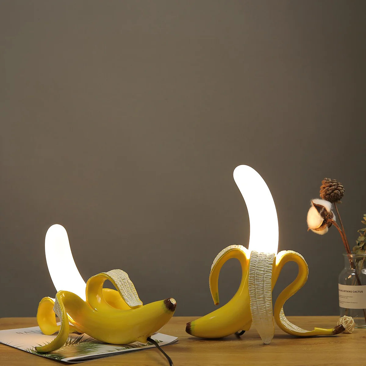Designerska lampa LED w kształcie banana – dekoracyjna lampka stołowa, nowoczesny styl