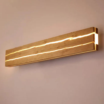 Nowoczesna drewniana lampa ścienna LED „Naturalna Linia” – kinkiet minimalistyczny