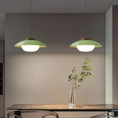 Nowoczesna Szklana Lampa Wisząca – Minimalistyczny Design z Drewnianym Akcentem